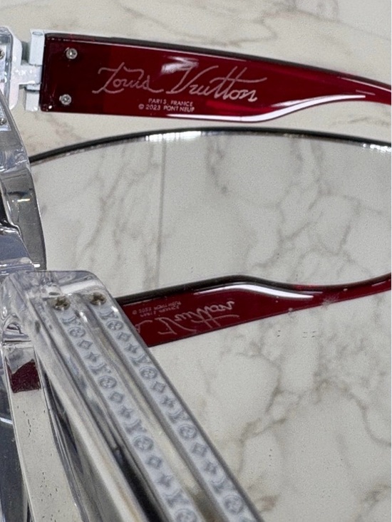 SUNGLASSES: Luxury Maroon/Red & White w/Clear Accents & LV Monogram, NWOT main image 14